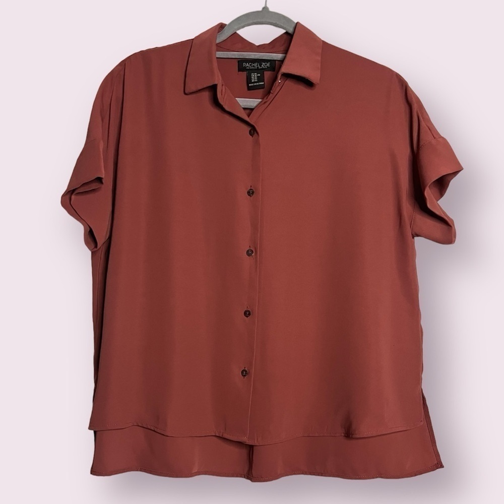 Rachel Zoe Desert Rose Chiffon Button Up Oversized Blouse XS